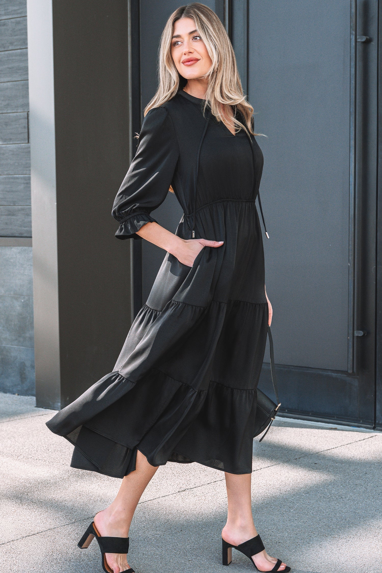 Natasha Sleeve Tiered Maxi Dress