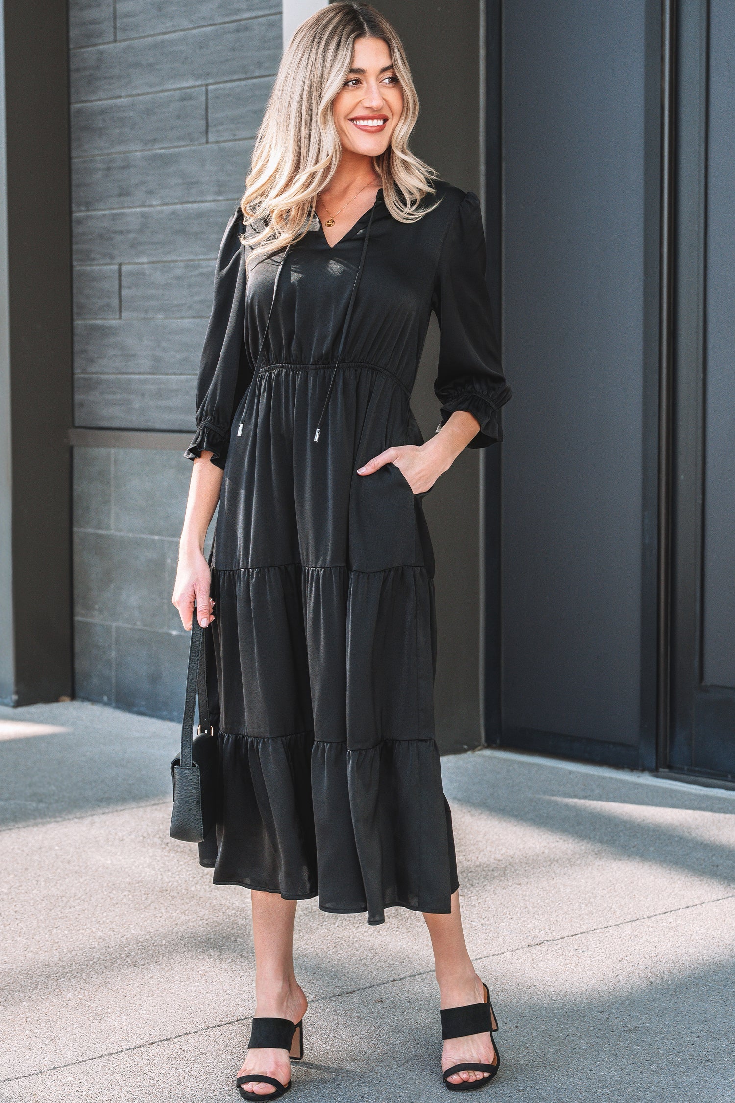 Natasha Sleeve Tiered Maxi Dress