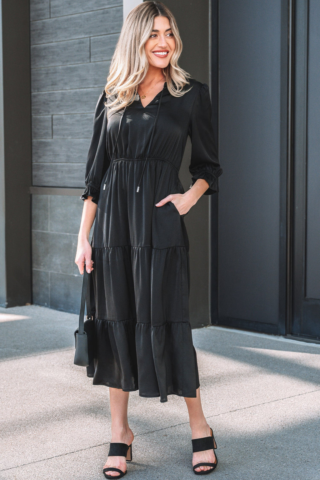 Natasha Sleeve Tiered Maxi Dress